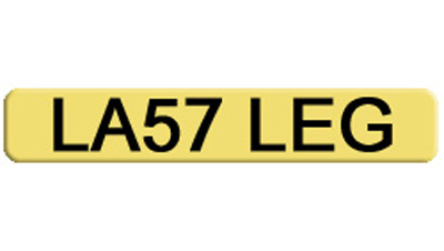 Private car number plate for a Last Leg Owner Editor LA57 LEG